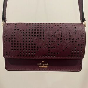 Kate Spade Plum Perforated Crossbody Bag